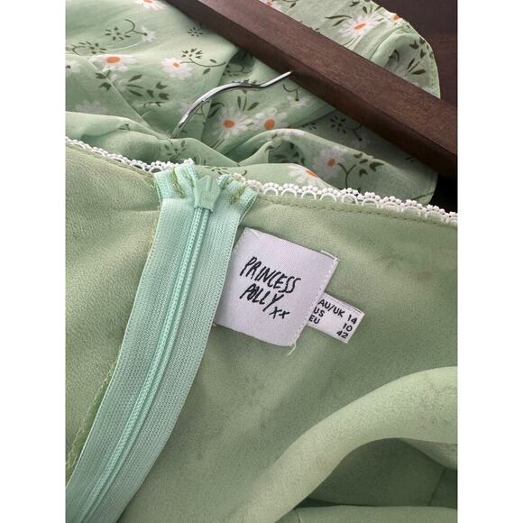 Princess Polly Emery Puff Sleeve Mini Dress Light Green - 10 - Picture 10 of 10